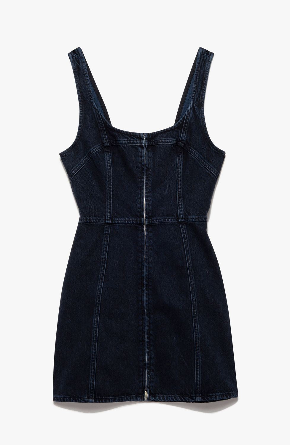 DENIM BUSTIER ZIP DRESS