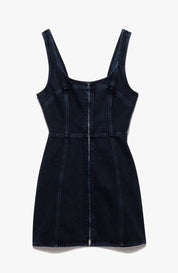 DENIM BUSTIER ZIP DRESS