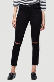 LE HIGH SKINNY CROP RAW EDGE