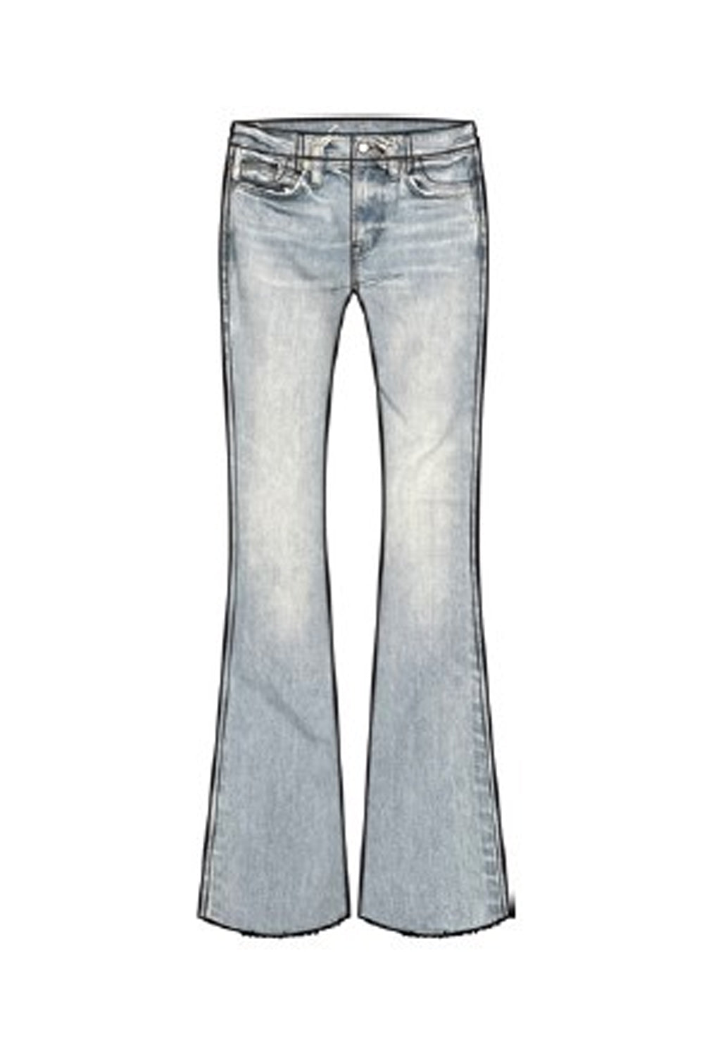 LE PIXIE HIGH FLARE RAW FRAY