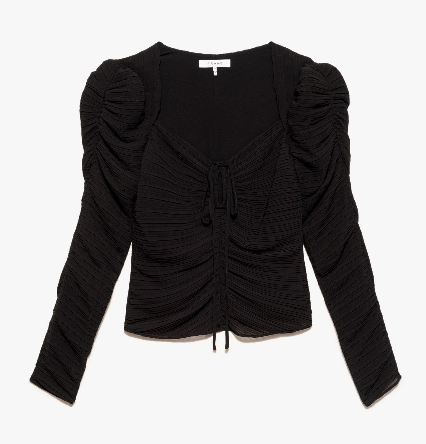 GATHERED KEYHOLE TIENECK TOP