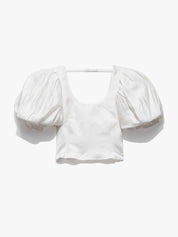 PUFF SLEEVE UNECK TOP
