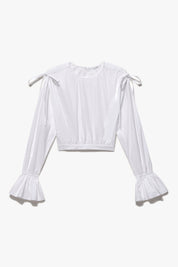 CINCHED SHOULDER TIE BLOUSE
