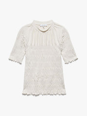 SMOCKED SS KNIT TOP