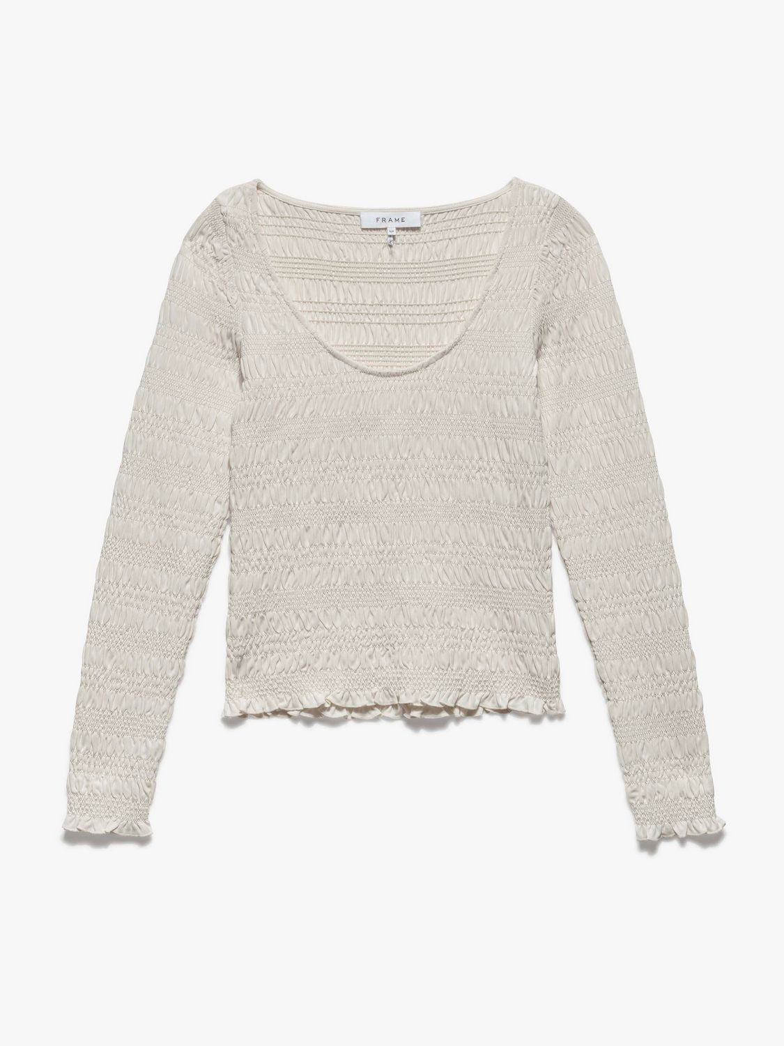 SMOCKED LS KNIT TOP