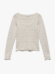 SMOCKED LS KNIT TOP