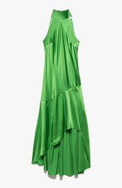 DRAPED NECKTIE HALTER DRESS