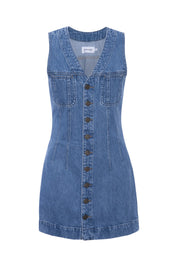 SLEEVELESS TRUCKER POCKET DRESS