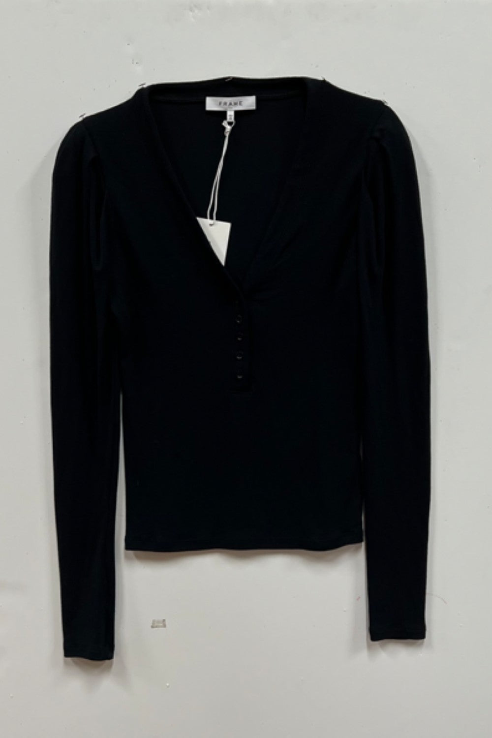 RIB RUCHED SLEEVE HENLEY