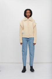 CARRIE KNITTED CARDIGAN WITH FAUX FUR COLLAR