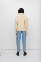 CARRIE KNITTED CARDIGAN WITH FAUX FUR COLLAR
