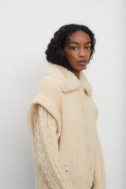 CARRIE KNITTED CARDIGAN WITH FAUX FUR COLLAR