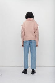 CARRIE KNITTED CARDIGAN WITH FAUX FUR COLLAR