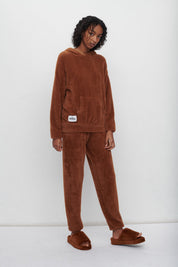 AMY FAUX FUR KNITTED JOGGING PANTS