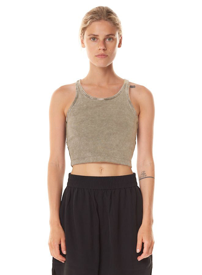 MINERAL WASH GEMINI RIB CROPPED TANK