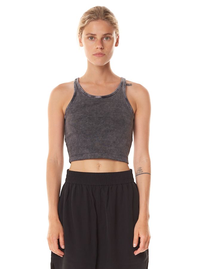 MINERAL WASH GEMINI RIB CROPPED TANK