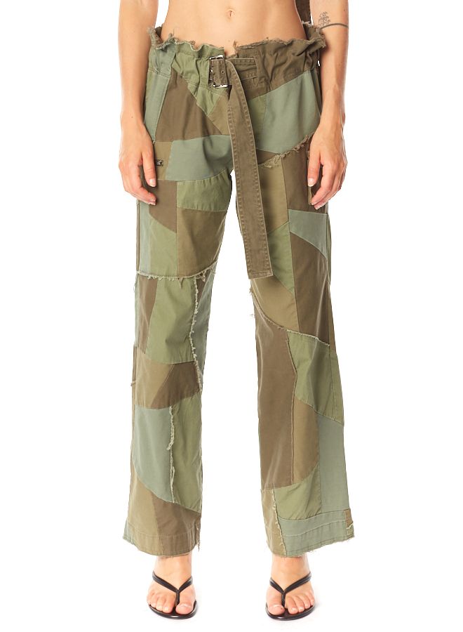 BELTED PATCHWORK PANT
