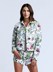 JANICE CROP JKT WHT FLORL