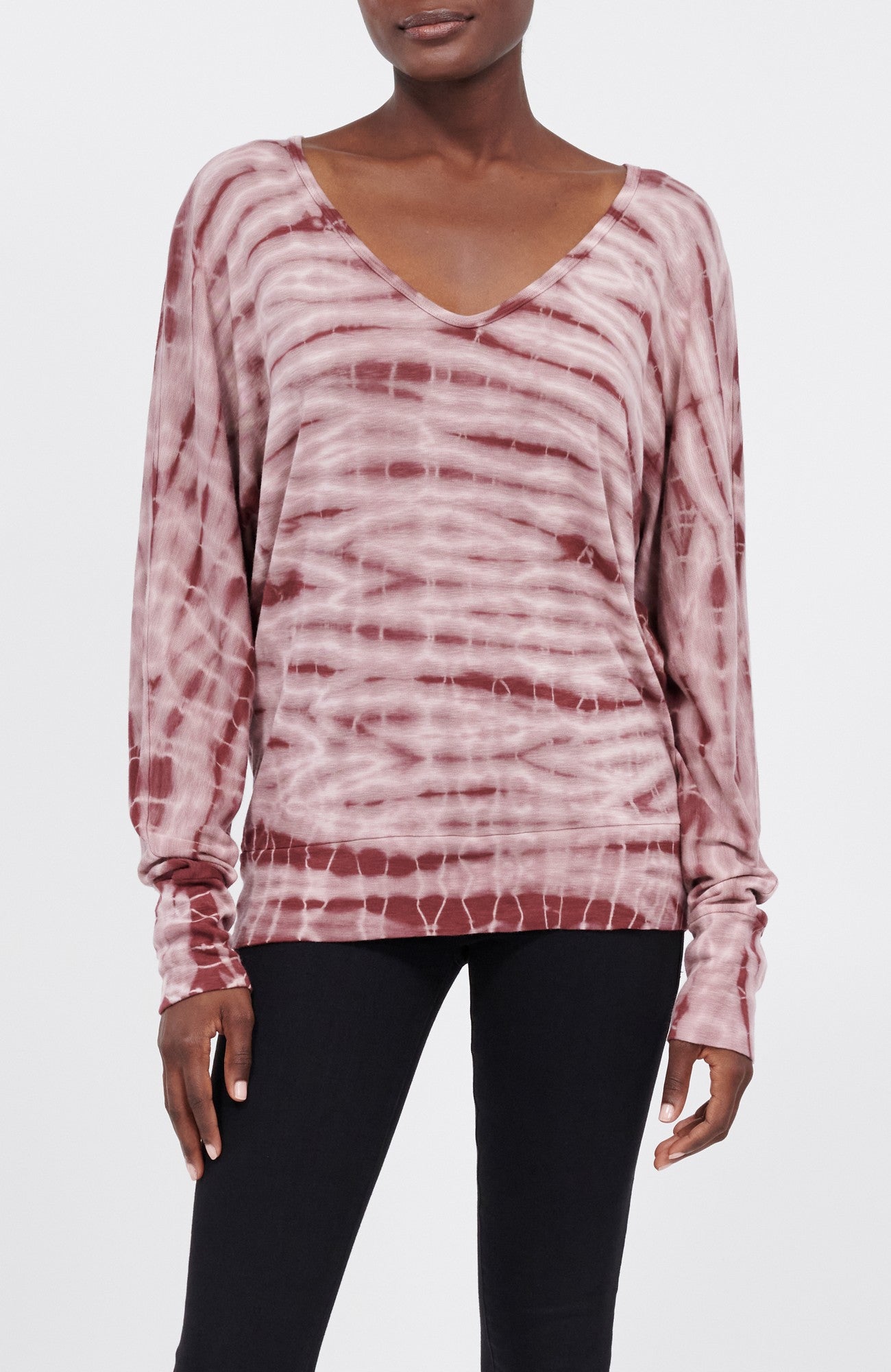 RENATA RAW EDGE V NECK TEE