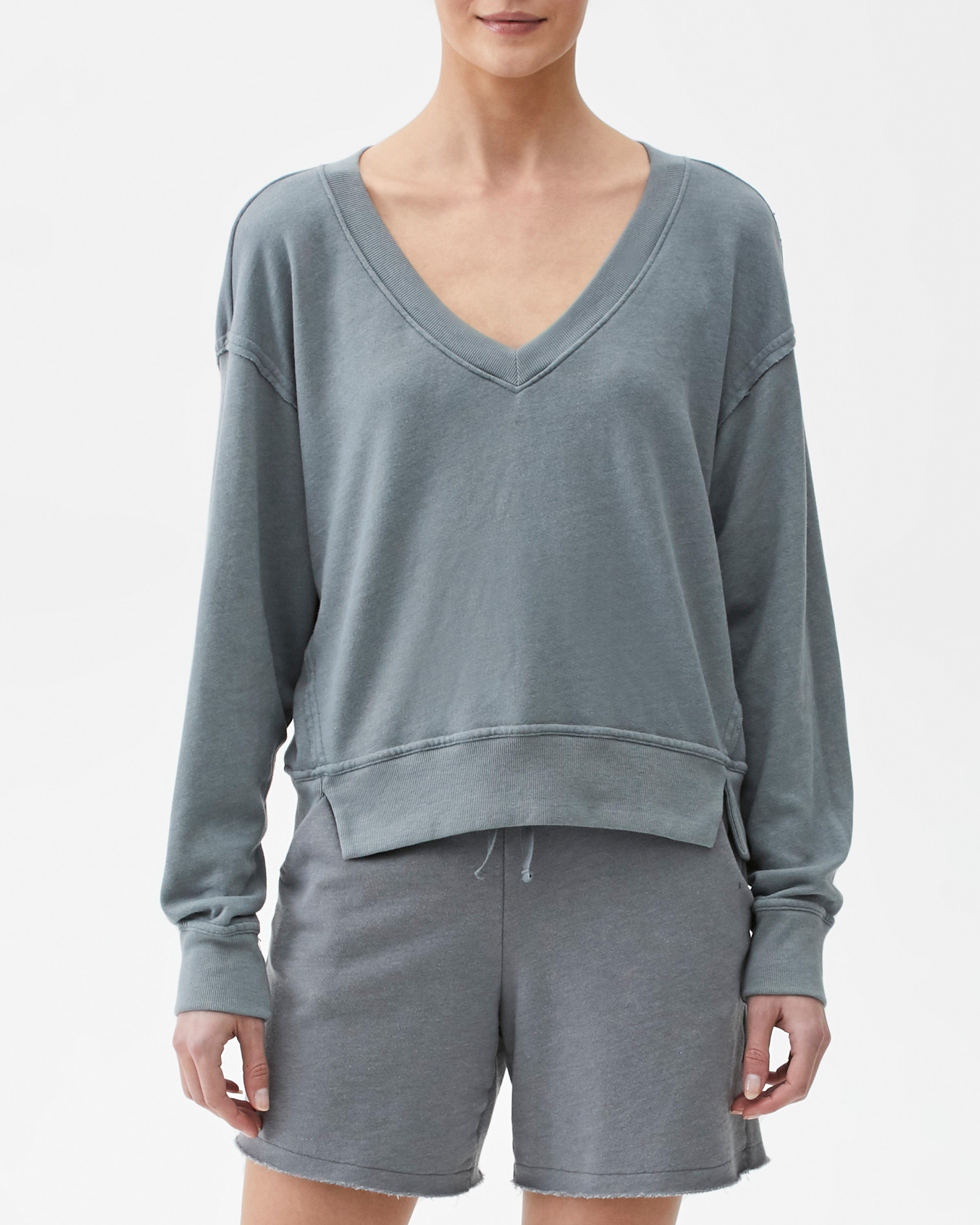 CAMILA V NECK DROP SWEATSHIRT