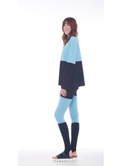 SPLICED SHORT BOYFRIEND LONG SLEEVE CREW TOP