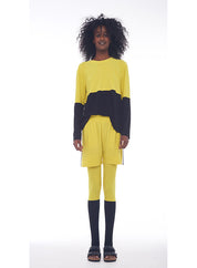 SPLICED SHORT BOYFRIEND LONG SLEEVE CREW TOP