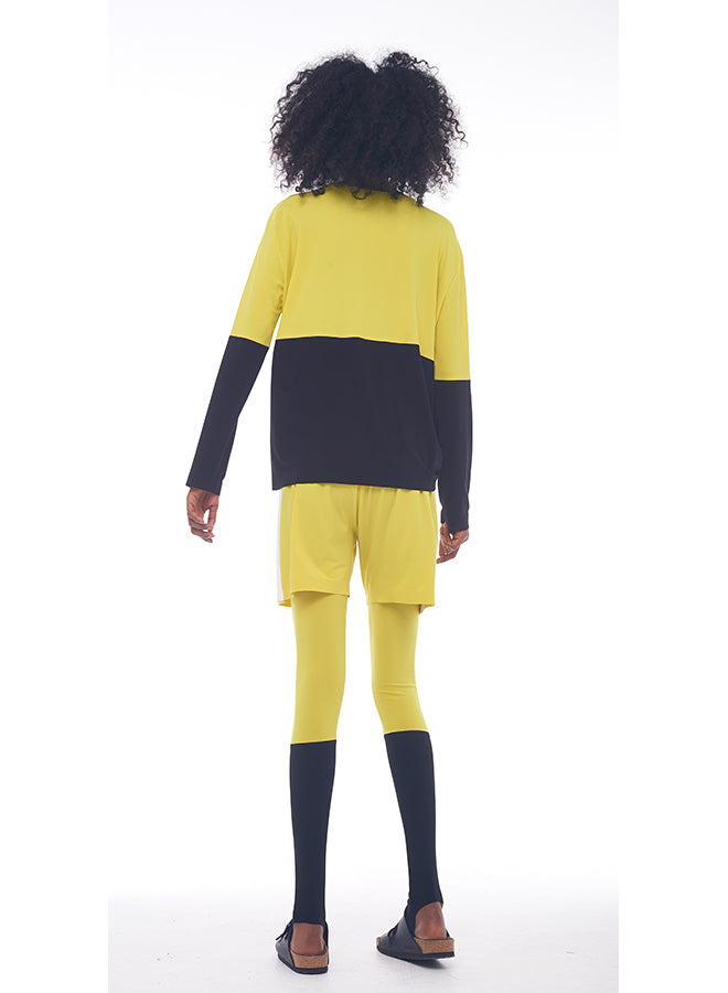 SPLICED SHORT BOYFRIEND LONG SLEEVE CREW TOP