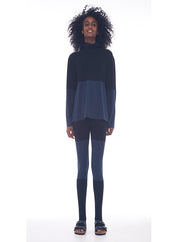 SPLICED SHORT BOYFRIEND LONG SLEEVE HOODED TOP