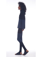 SPLICED SHORT BOYFRIEND LONG SLEEVE HOODED TOP