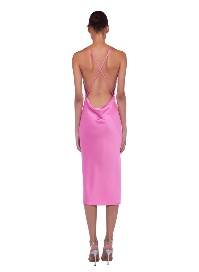 CROSS BACK BIAS DRESS TO MIDCALF