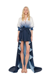 HI LOW SUPER OS BF NK SHIRT FLARED GOWN