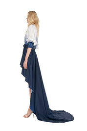 HI LOW SUPER OS BF NK SHIRT FLARED GOWN