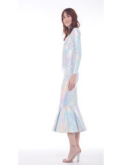 LONG SLEEVE CREW FISHATIL DRESS TO MIDCALF