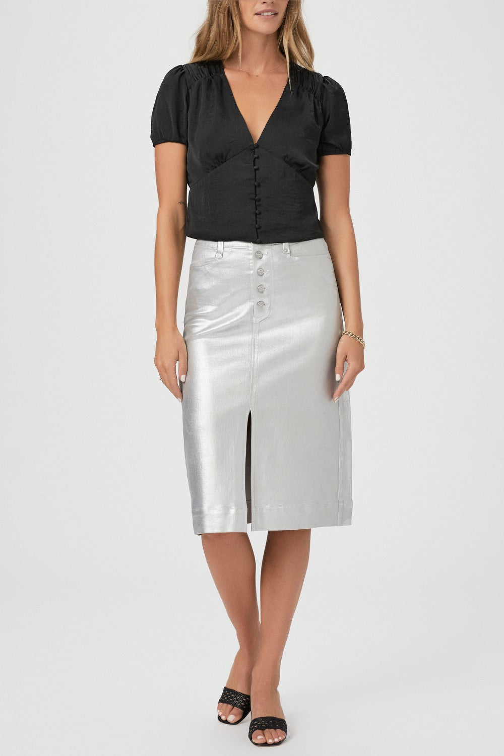MEADOW MIDI SKIRT W EXPOSED BUTTONFLY + JOLENE PO