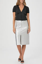 MEADOW MIDI SKIRT W EXPOSED BUTTONFLY + JOLENE PO