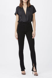 CONSTANCE SKINNY W WELT POCKETS + SLIT  BLACK SH