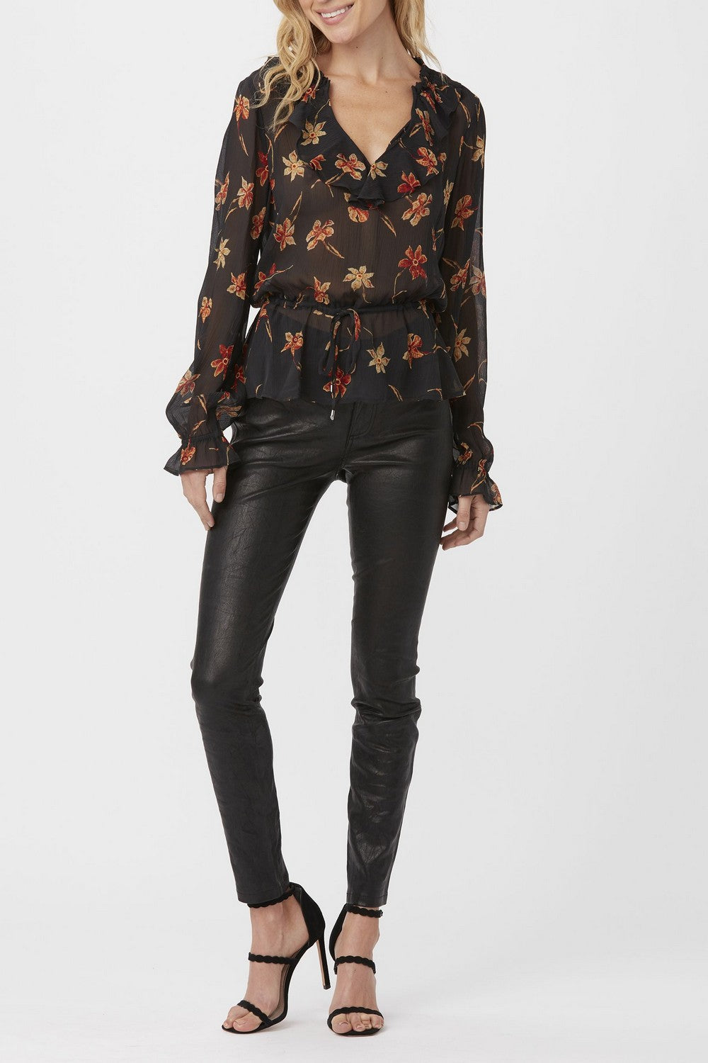 NATHALIE BLOUSE  BLACK MULTI