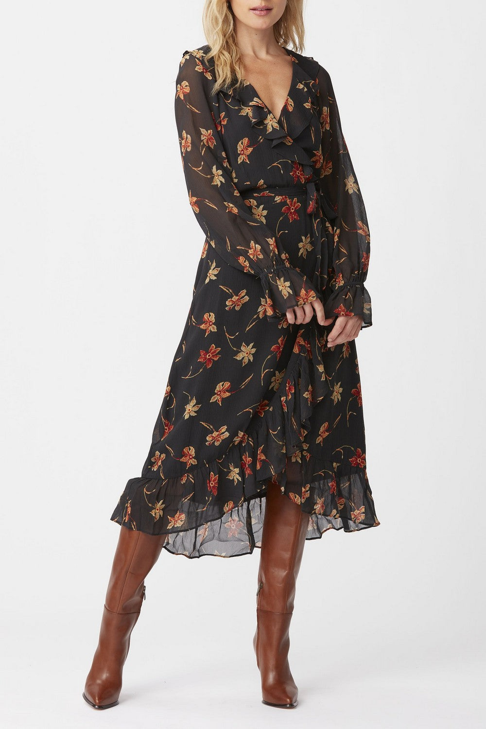 PROMENADE DRESS  BLACK MULTI