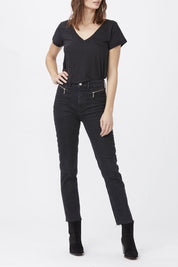 SARAH SLIM W DOUBLE ZIPPER FRONT YOKE + RAW HEM