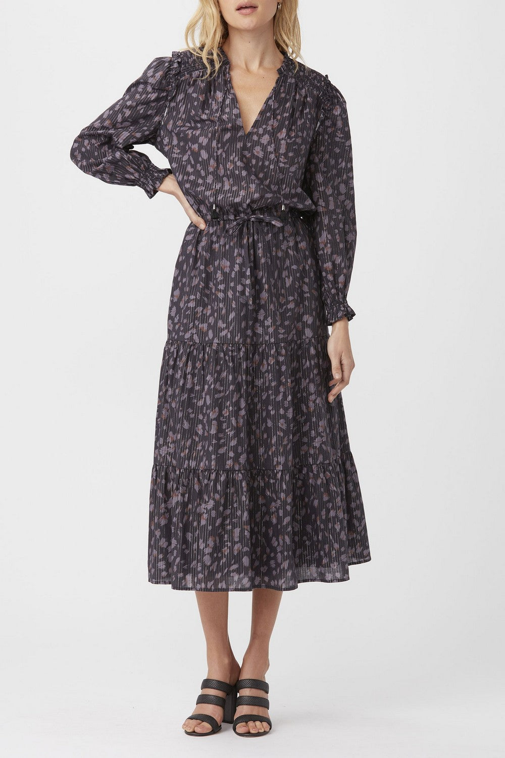 KAYLYNN MIDI DRESS  BLACK MULTI