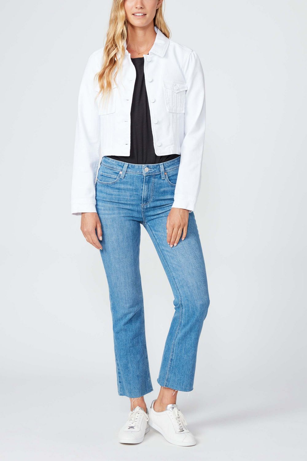 PACEY CROPPED DENIM JACKET  CRISP WHITE