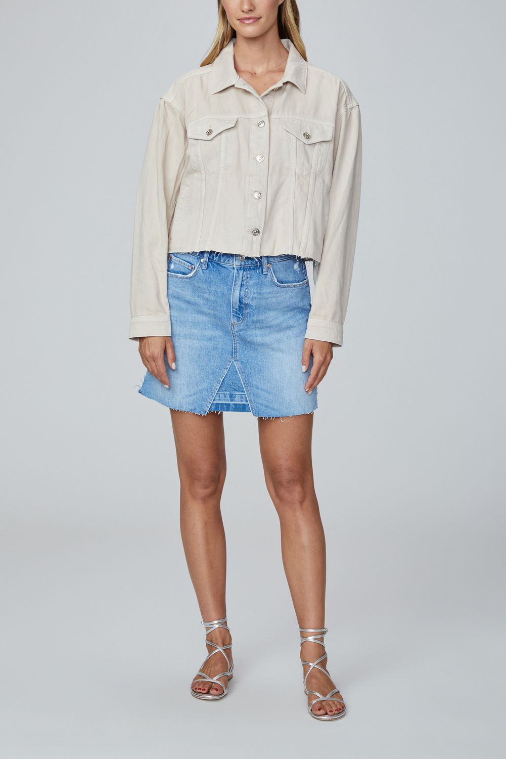CROPPED PACEY DENIM JACKET  SOFT BEIGE