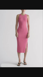 MIXED RIB CUTOUT TANK DRESS
