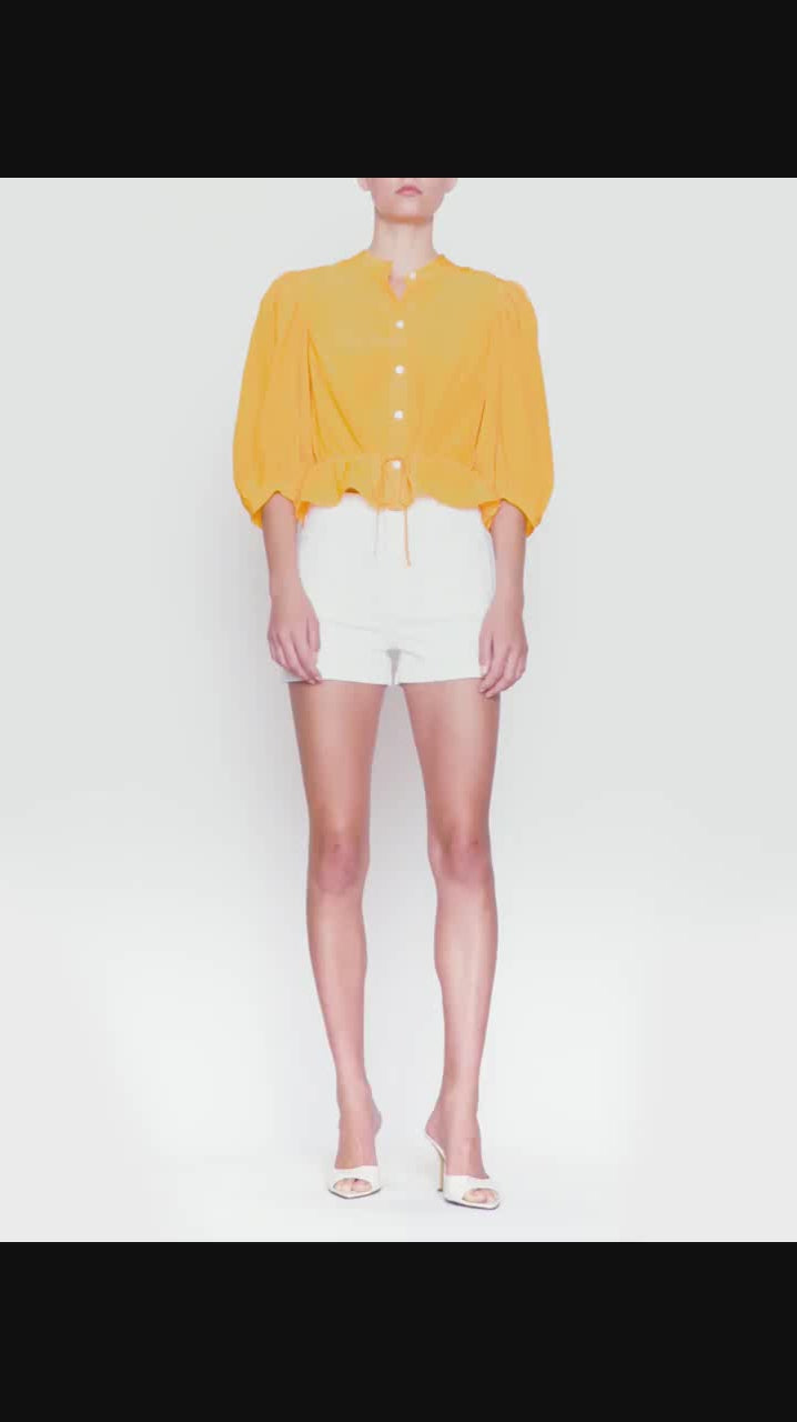 PUFF SLEEVE PEPLUM TOP