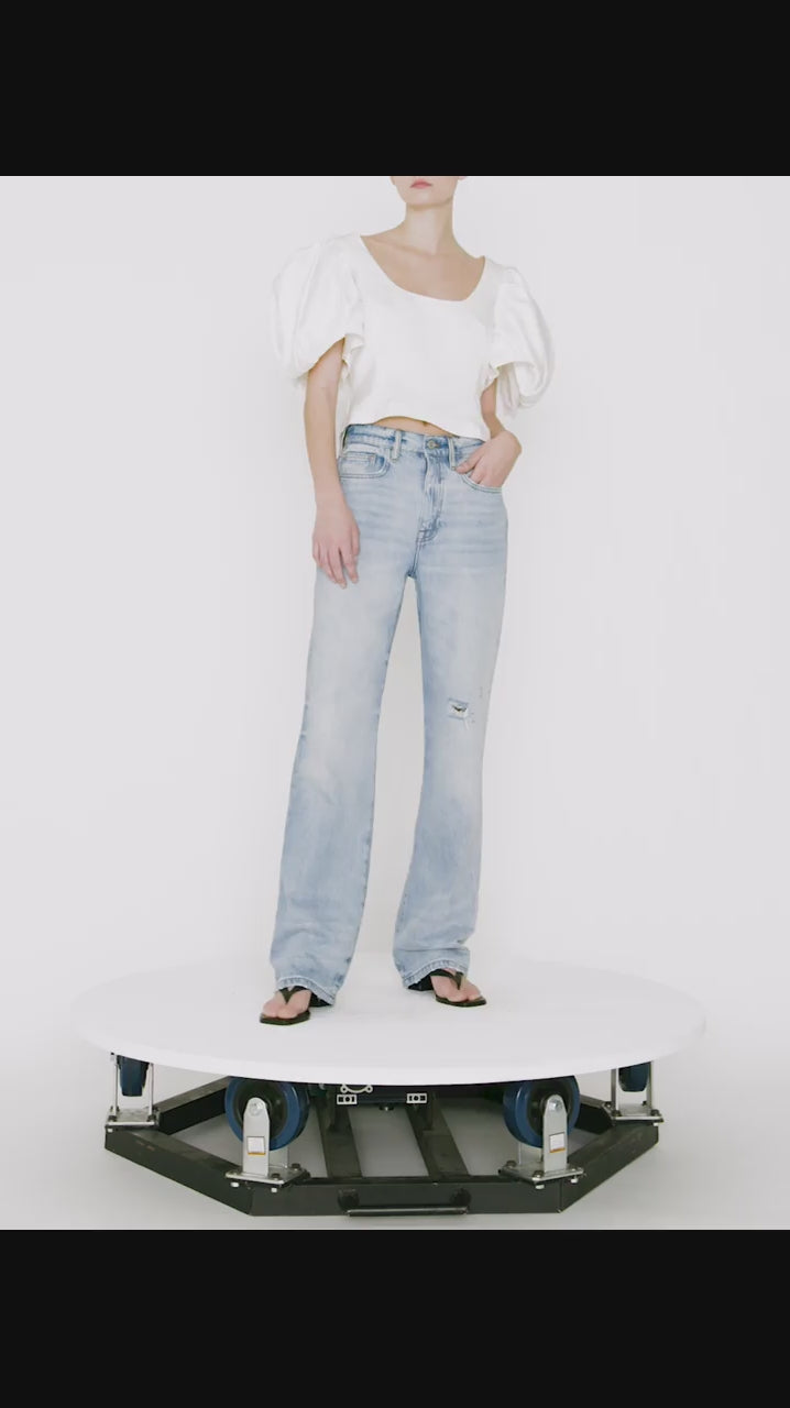 PUFF SLEEVE UNECK TOP