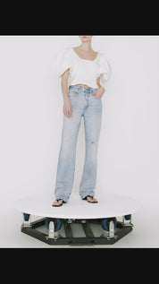 PUFF SLEEVE UNECK TOP