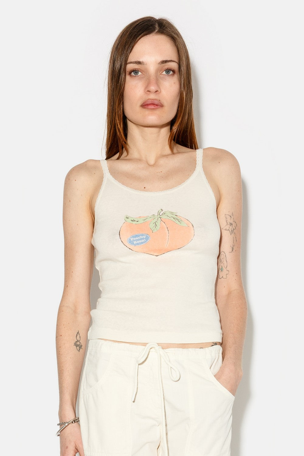 LACE STRAP TANK PEACHY KEEN