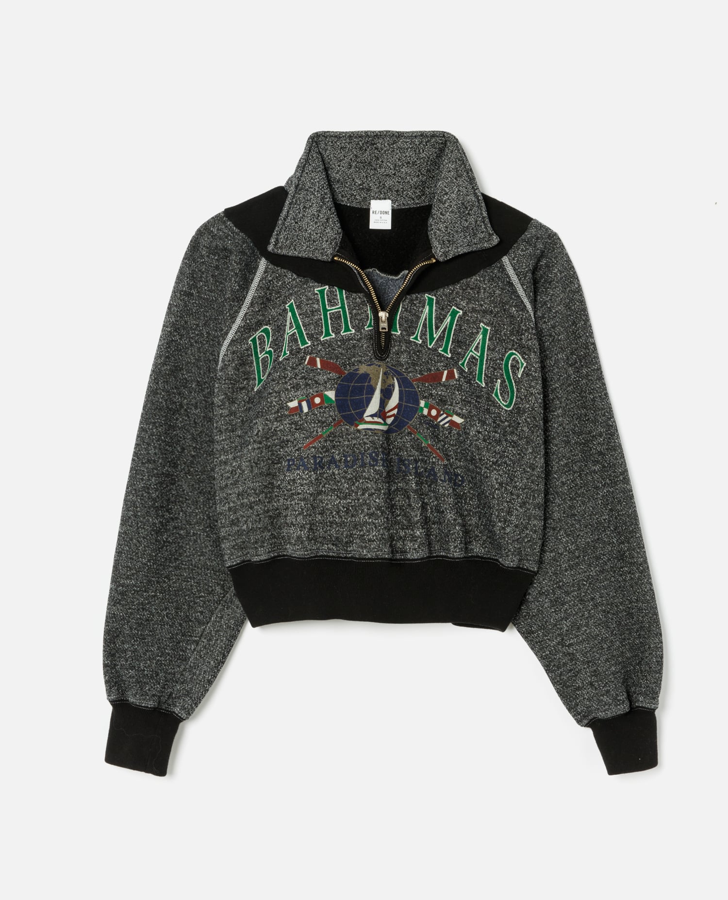 UPCYCLED CROP HALF ZIP