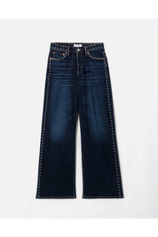 STUDDED MID RISE WIDE LEG
