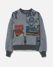 80S UPCYCLED PATCHED SWEATSHIRT